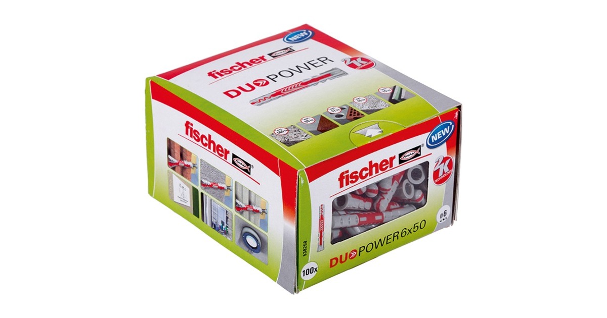 fischer Dübel DUOPOWER 6x50 LD(hellgrau/rot, 100 Stück)