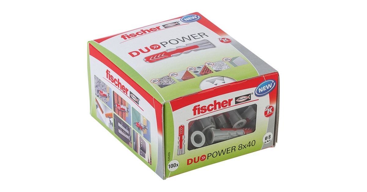 fischer Dübel DUOPOWER 8x40 LD(hellgrau/rot, 100 Stück)