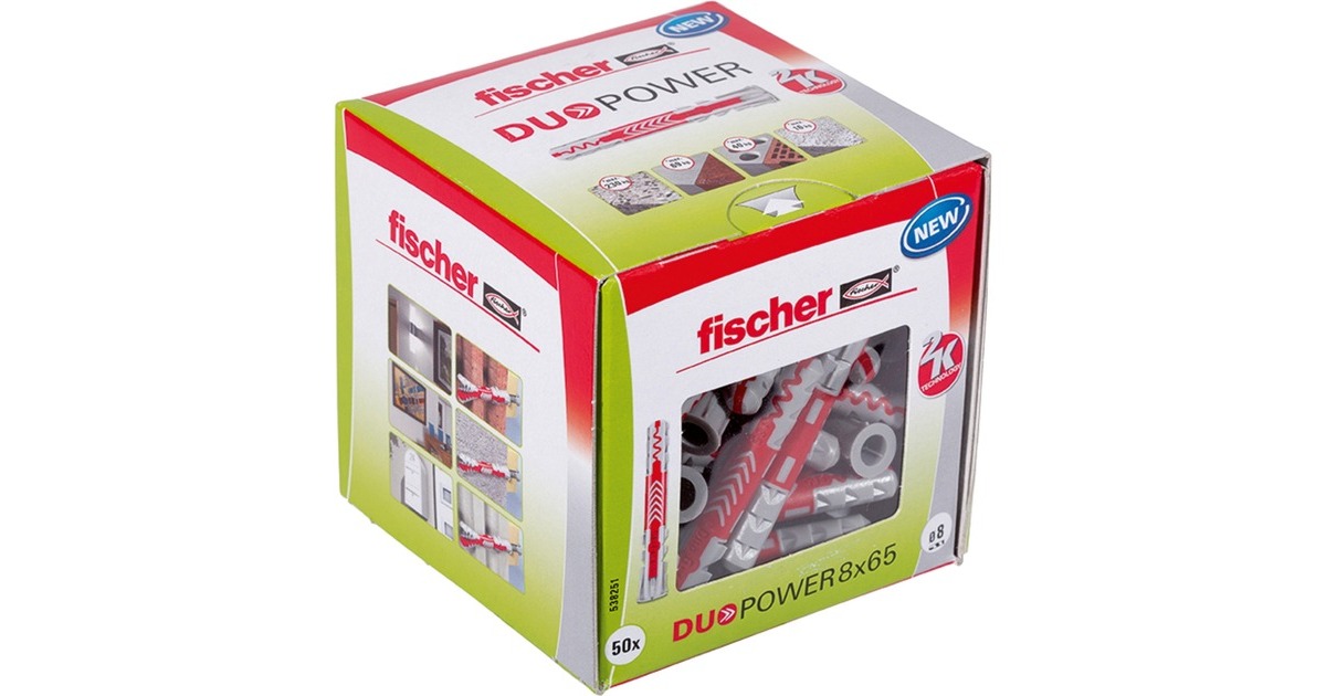 fischer Dübel DUOPOWER 8x65 LD(hellgrau/rot, 50 Stück)