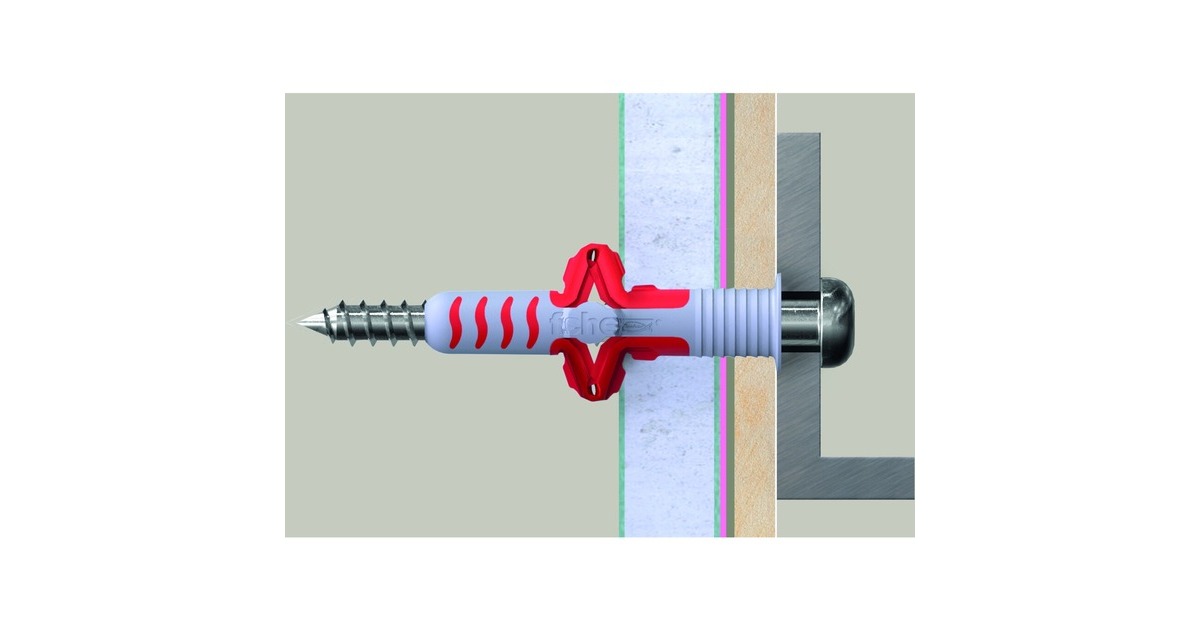 fischer Dübel DuoSeal 6x38 S PH TX A2(hellgrau/rot, 50 Stück, mit rostfreien Schrauben)