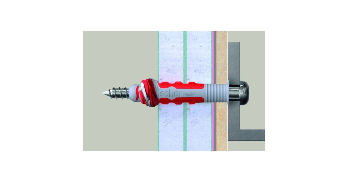 fischer Dübel DuoSeal 8x48 S PH TX A2(hellgrau/rot, 25 Stück, mit rostfreien Schrauben)