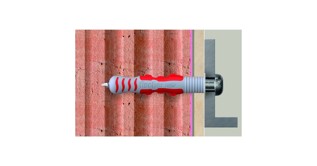 fischer Dübel DuoSeal 8x48 S PH TX A2(hellgrau/rot, 25 Stück, mit rostfreien Schrauben)
