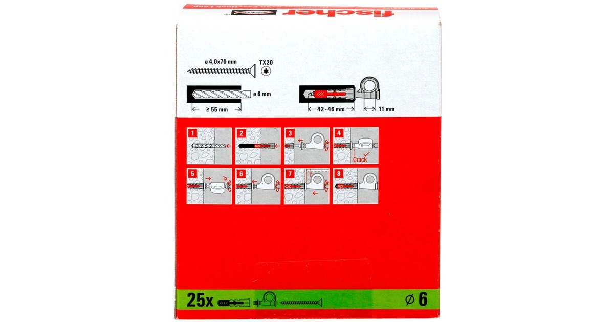fischer EasyHook Loop DuoPower 6x30, Dübel(weiß, 25 Stück, mit EasyHook Öse)