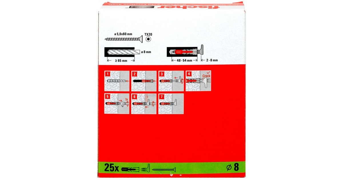 fischer EasyHook Loop DuoPower 8x40, Dübel(weiß, 25 Stück, mit EasyHook Öse)