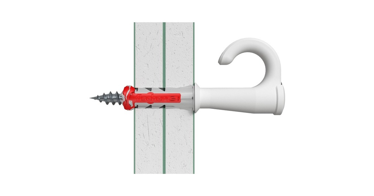 fischer EasyHook Round DuoPower 6x30, Dübel(weiß, 6 Stück, mit EasyHook Rundhaken)