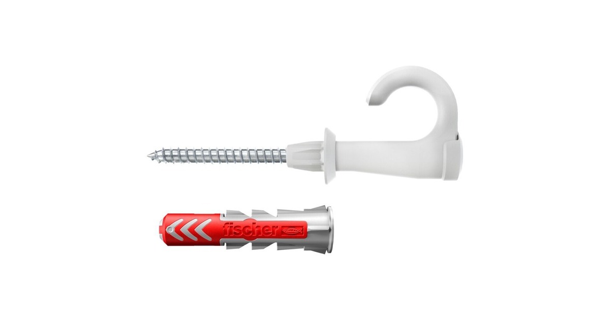 fischer EasyHook Round DuoPower 6x30, Dübel(weiß, 25 Stück, mit EasyHook Rundhaken)