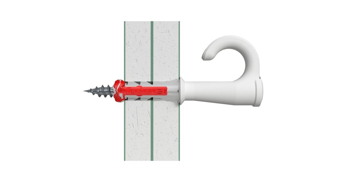 fischer EasyHook Round DuoPower 6x30, Dübel(weiß, 25 Stück, mit EasyHook Rundhaken)