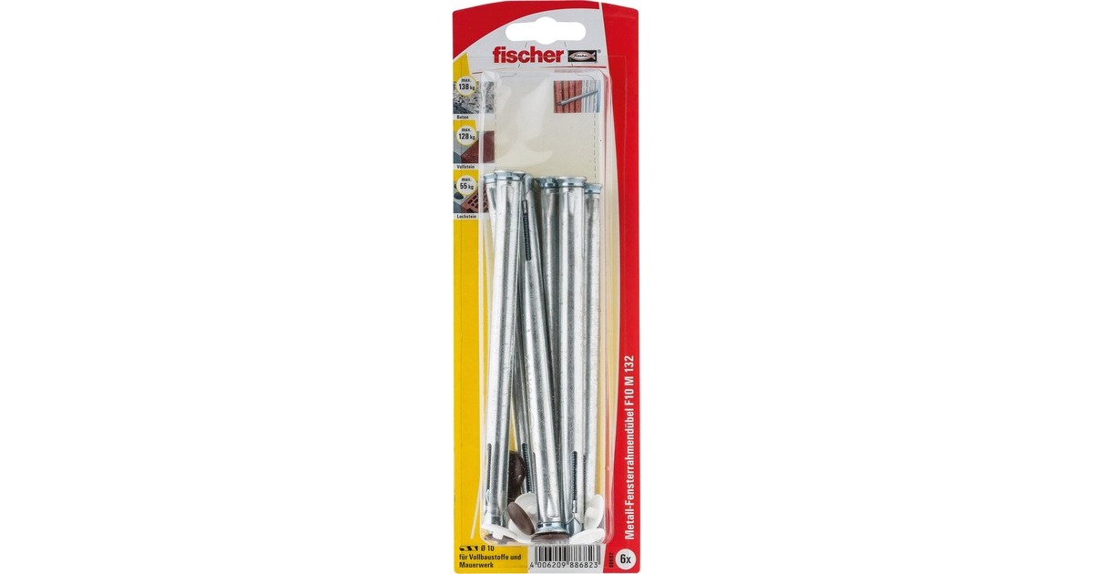 fischer Fensterrahmendübel F 10 M 132(silber, 6 Stück, mit Schraube)