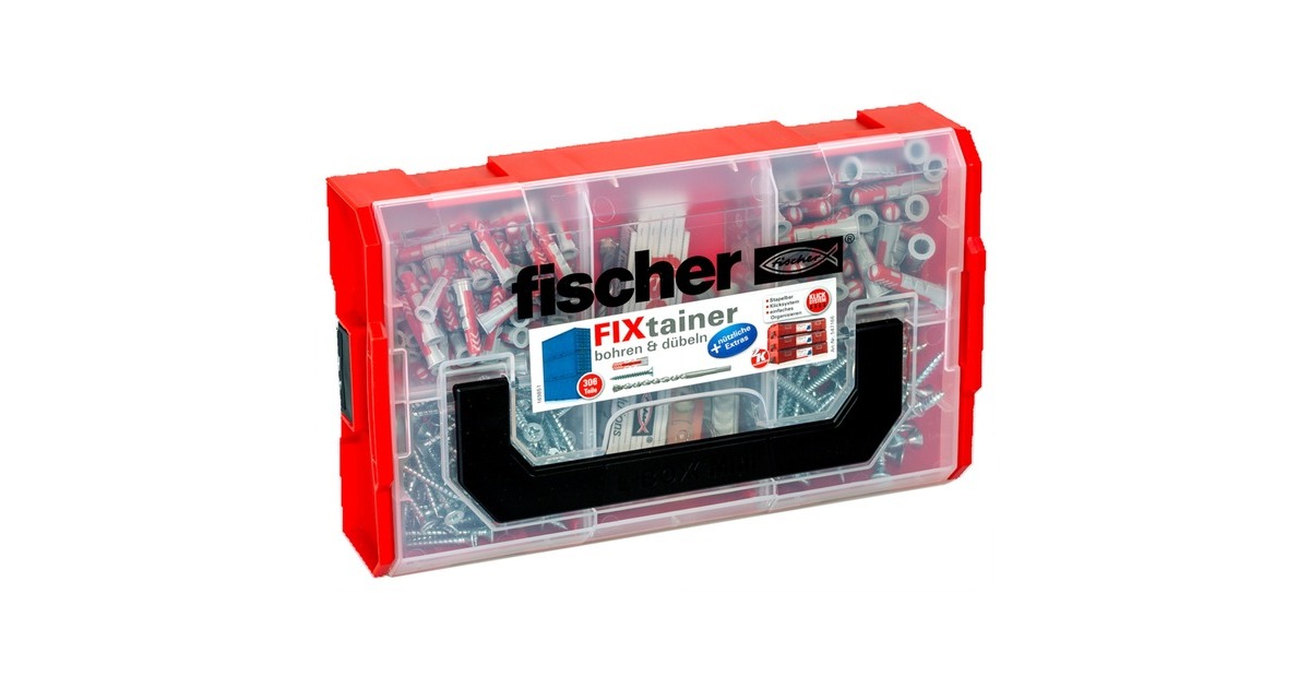 fischer FixTainer Bohren & Dübeln(hellgrau/rot, mit Schrauben, 306-teilig)