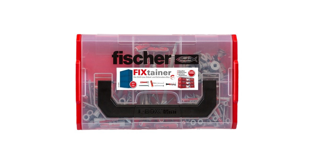 fischer FixTainer-DUOLINE, Dübel(hellgrau/rot, mit Schrauben, 181-teilig) fischer FixTainer-DUOLINE, Dübel(hellgrau/rot, mit Schrauben, 181-teilig)
