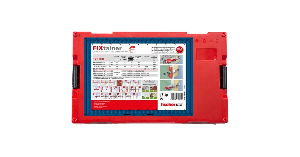 fischer FixTainer-DUOLINE, Dübel(hellgrau/rot, mit Schrauben, 181-teilig) fischer FixTainer-DUOLINE, Dübel(hellgrau/rot, mit Schrauben, 181-teilig)