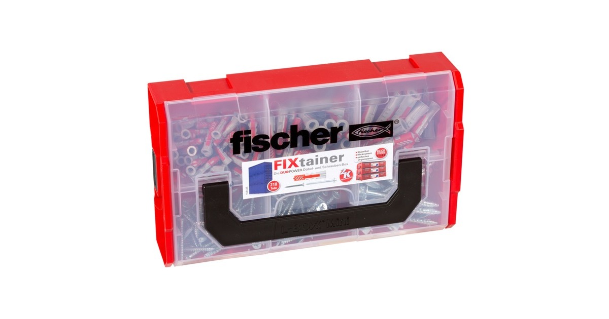 fischer FixTainer-DUOPOWER + Schraube, Dübel(hellgrau/rot, mit Schrauben, 210-teilig)