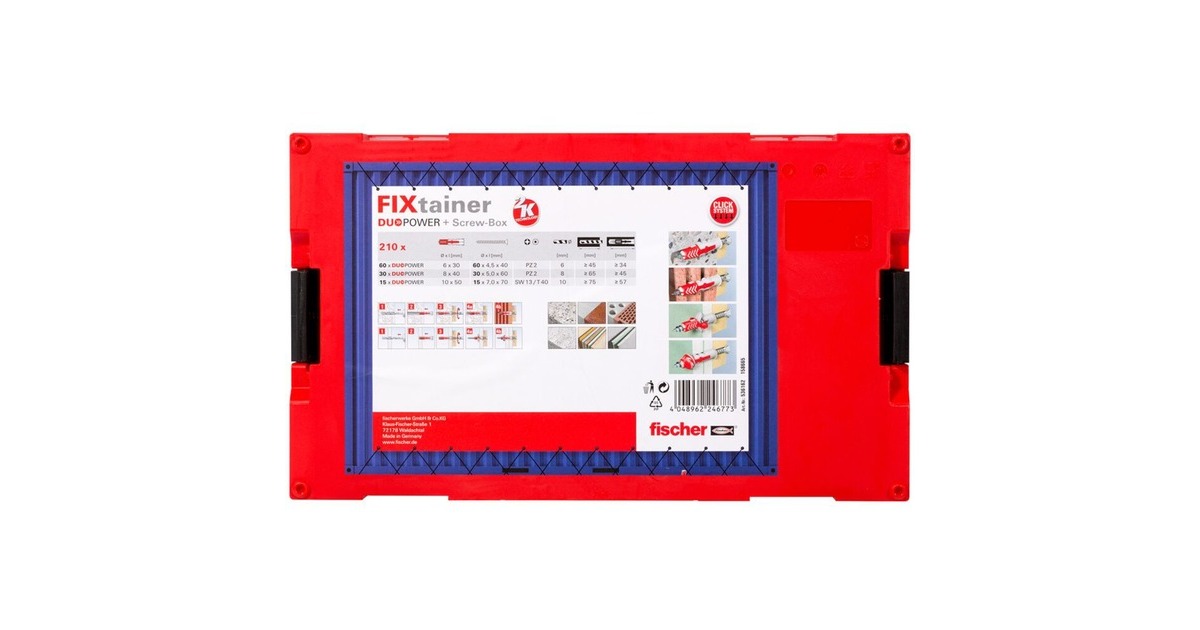 fischer FixTainer-DuoPower + Schraube NV, Dübel(hellgrau/rot, mit Schrauben, 210-teilig)