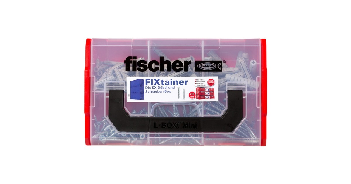 fischer FixTainer SX-Dübel- und Schrauben-Box(hellgrau, mit Schrauben, 210-teilig)