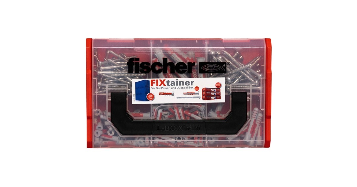 fischer FixTainer - DUOPOWER & DUOSEAL + Schrauben, Dübel(hellgrau/rot, 275-teilig)