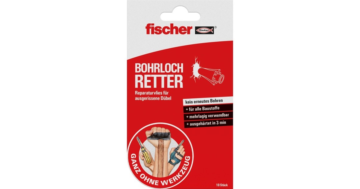 fischer GOW Bohrlochretter, 10 Stück, Mörtel(hellgrau)