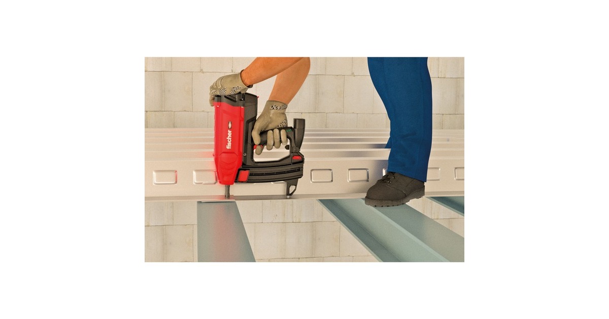 fischer Gasbetriebenes Setzgerät FGC 100, für Beton und Stahl, Nagler(rot/schwarz, 2x Li-Ionen Akku 2,5Ah, in XL-BOXX)