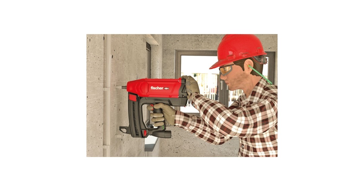 fischer Gasbetriebenes Setzgerät FGC 100, für Beton und Stahl, Nagler(rot/schwarz, 2x Li-Ionen Akku 2,5Ah, in XL-BOXX)