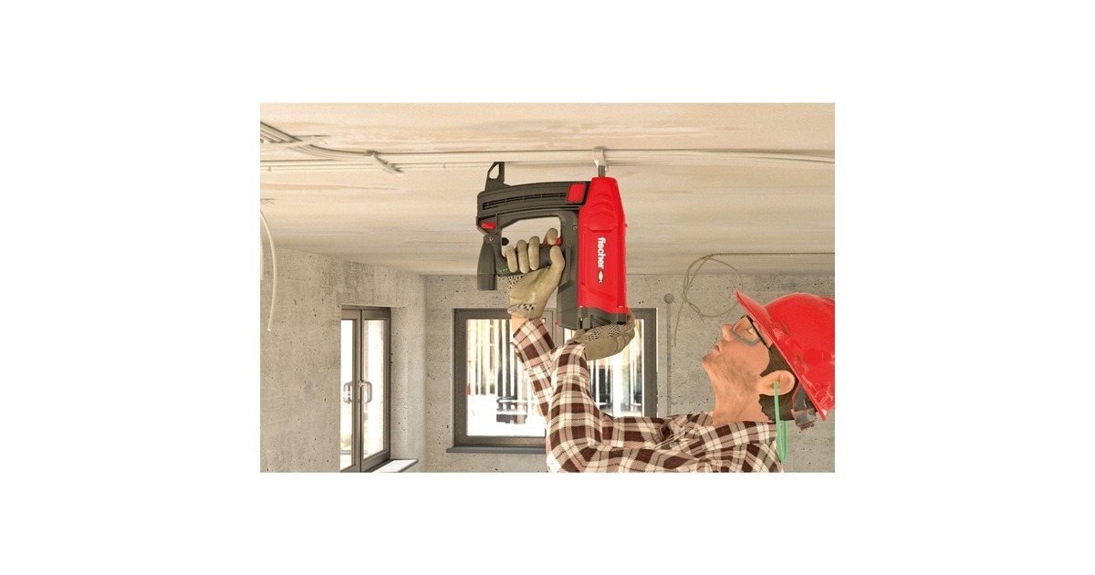 fischer Gasbetriebenes Setzgerät FGC 100, für Beton und Stahl, Nagler(rot/schwarz, 2x Li-Ionen Akku 2,5Ah, in XL-BOXX)