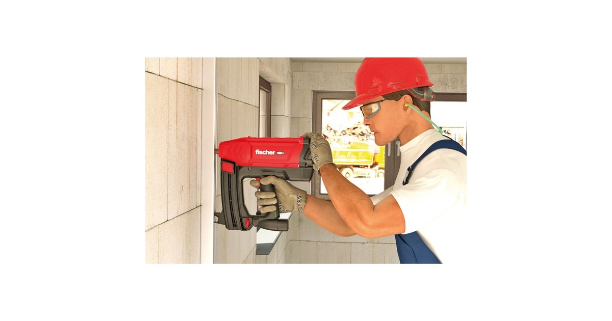 fischer Gasbetriebenes Setzgerät FGC 100, für Beton und Stahl, Nagler(rot/schwarz, 2x Li-Ionen Akku 2,5Ah, in XL-BOXX)