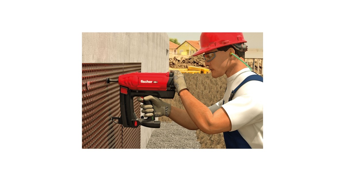 fischer Gasbetriebenes Setzgerät FGC 100, für Beton und Stahl, Nagler(rot/schwarz, 2x Li-Ionen Akku 2,5Ah, in XL-BOXX)