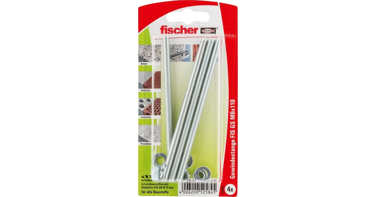 fischer Gewindeanker FIS GS M6x110 K, Schraube(silber, 4 Stück, für Injektionssystem FIS)