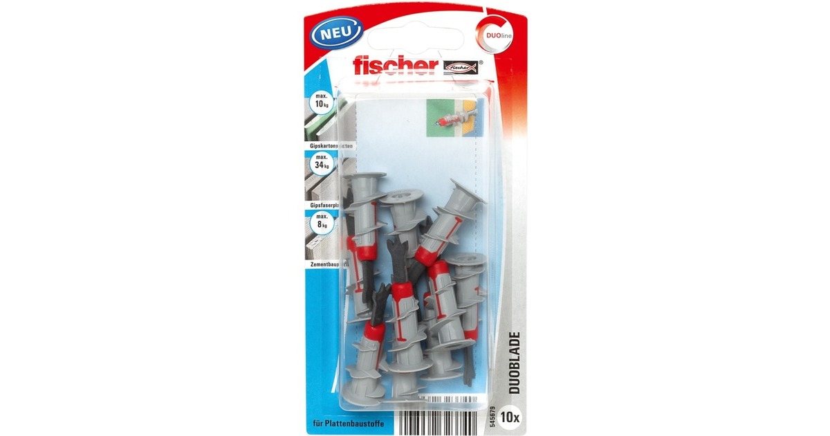 fischer Gipskartondübel DUOBLADE K(hellgrau/rot, 10 Stück)