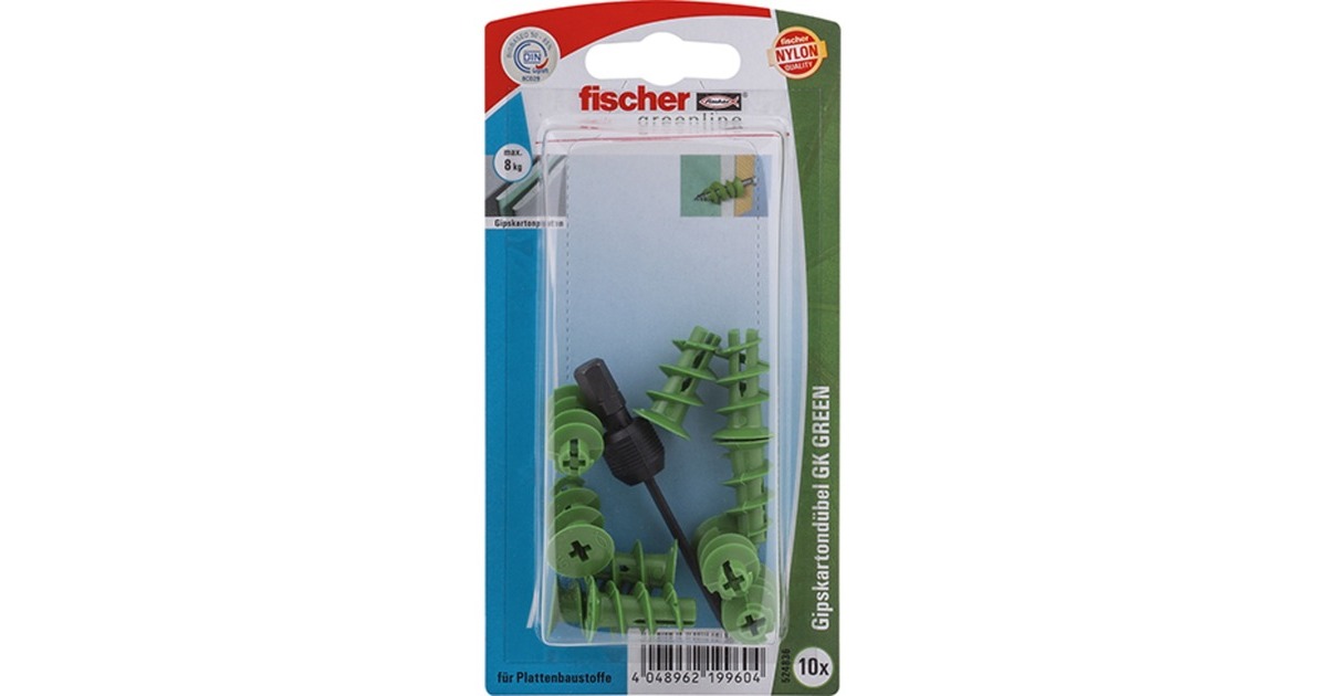 fischer Gipskartondübel GK GREEN K(grün, 10 Stück)