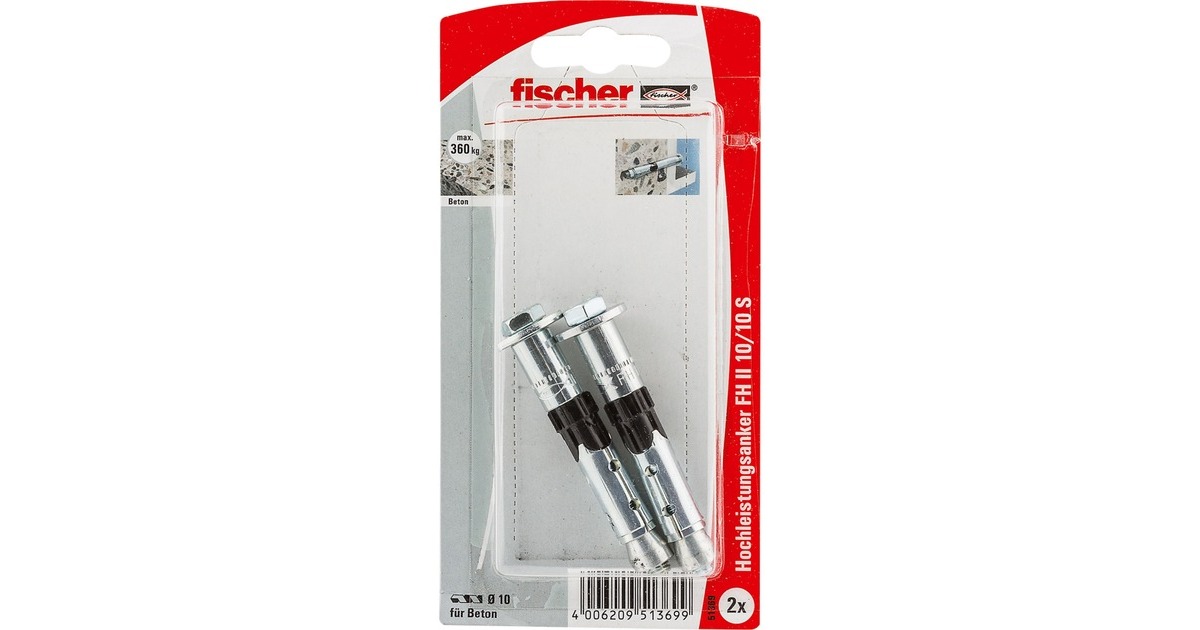 fischer Hochleistungsanker FH II 10/10 S, Dübel(2 Stück, mit Schraube)