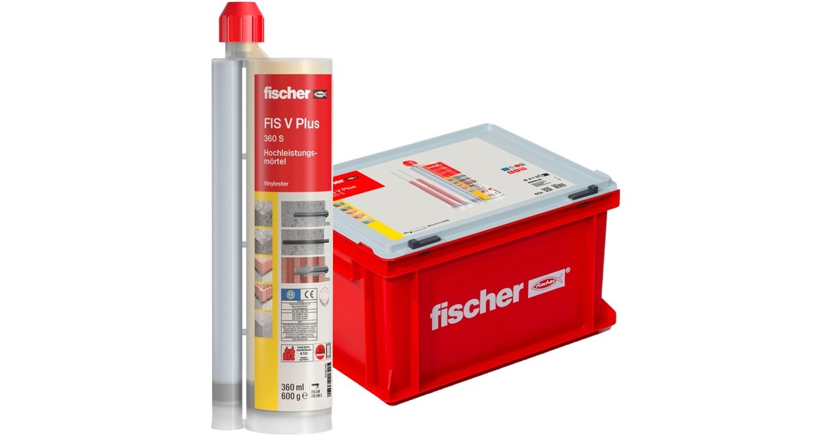 fischer Hochleistungsmörtel FIS V Plus 360 S HWK G(grau, 360ml, 20 Kartuschen, Koffer)