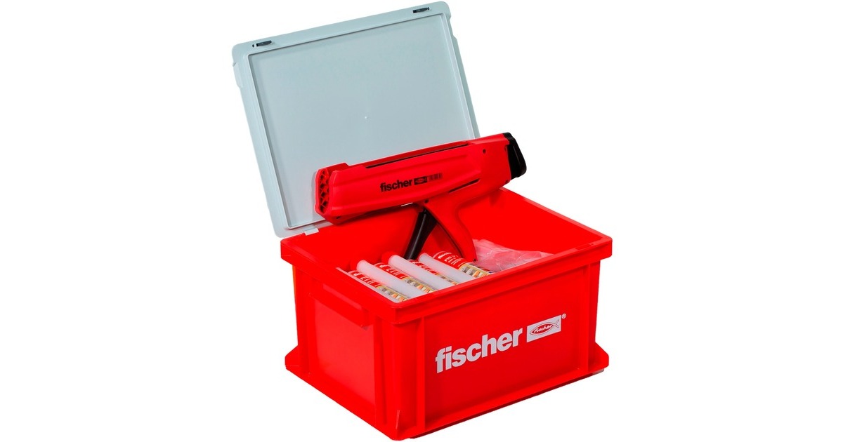 fischer Hochleistungsmörtel FIS V Plus 360 S / DMS HWK G(grau, 360ml, 12 Kartuschen + Pistole, Koffer)