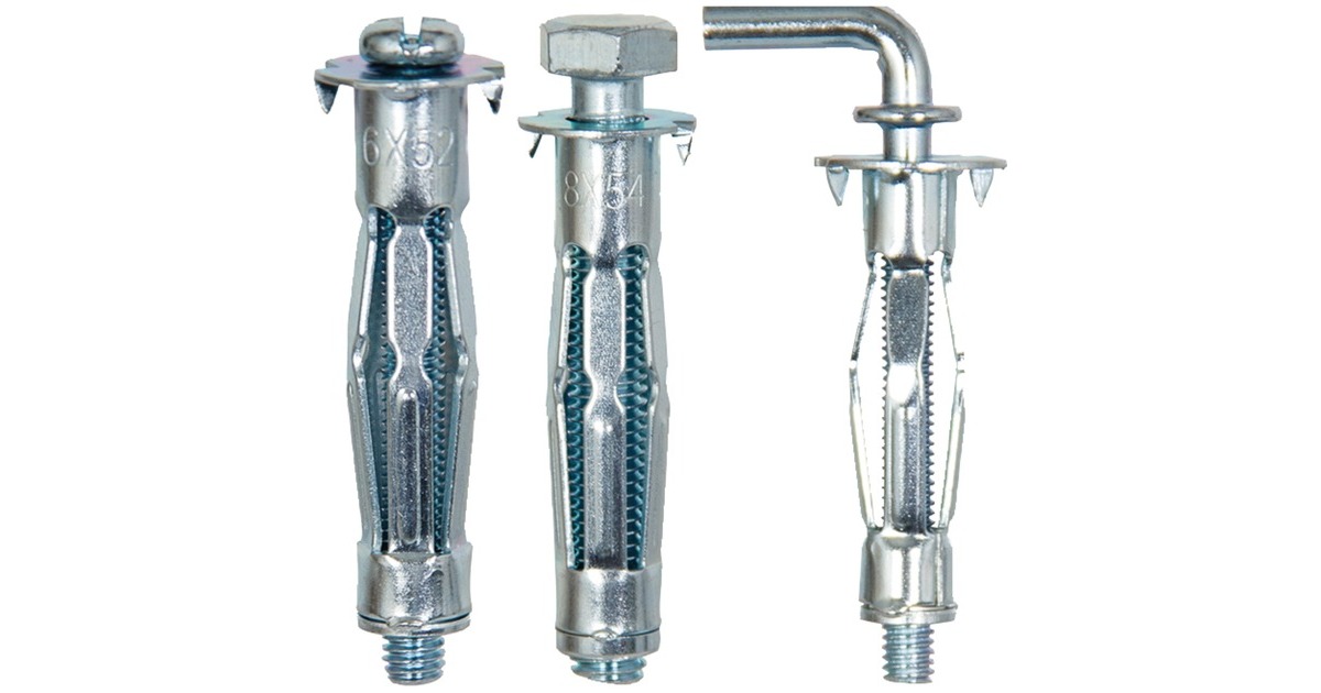 fischer Hohlraum-Metalldübel HM 5x65 S K 4(silber, 4 Stück, mit Schraube)