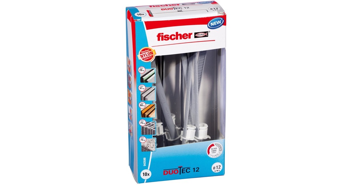 fischer Kippdübel DUOTEC 12 LD(hellgrau/rot, 10 Stück)