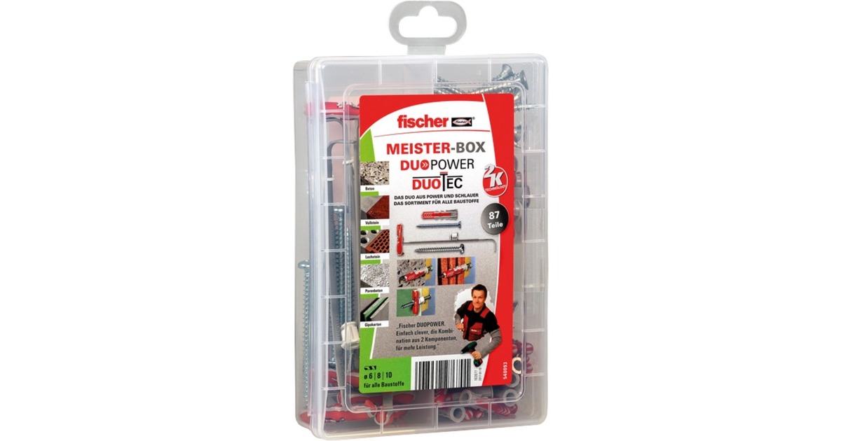 fischer Meister-Box DUOPOWER / DUOTEC, Dübel(hellgrau/rot, 87-teilig, mit Schrauben)