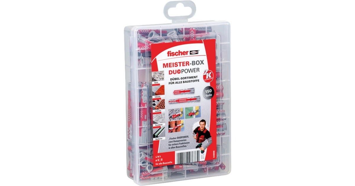fischer Meister-Box DUOPOWER kurz / lang, Dübel(hellgrau/rot, 150-teilig)