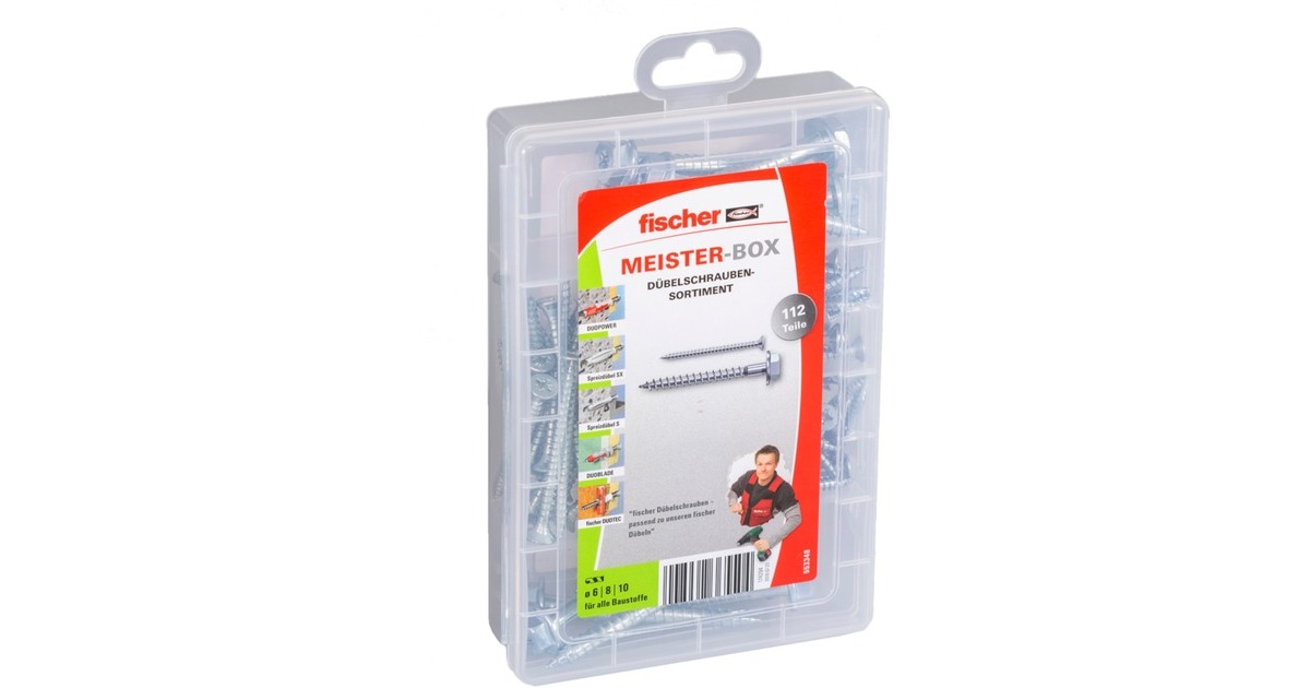 fischer Meister-Box Dübelschrauben, Schrauben-Set(112-teilig)