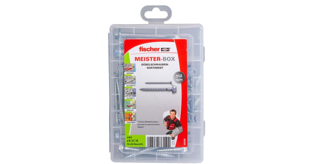 fischer Meister-Box Dübelschrauben, Schrauben-Set(112-teilig)
