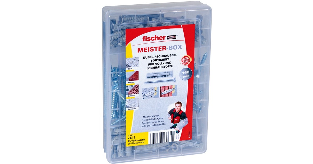 fischer Meister-Box mit Dübel SX und Schrauben(hellgrau, 160-teilig)