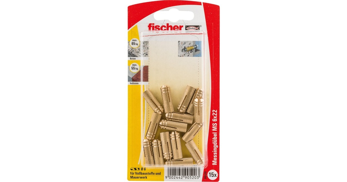 fischer Messingdübel MS 6x22 K(15 Stück)