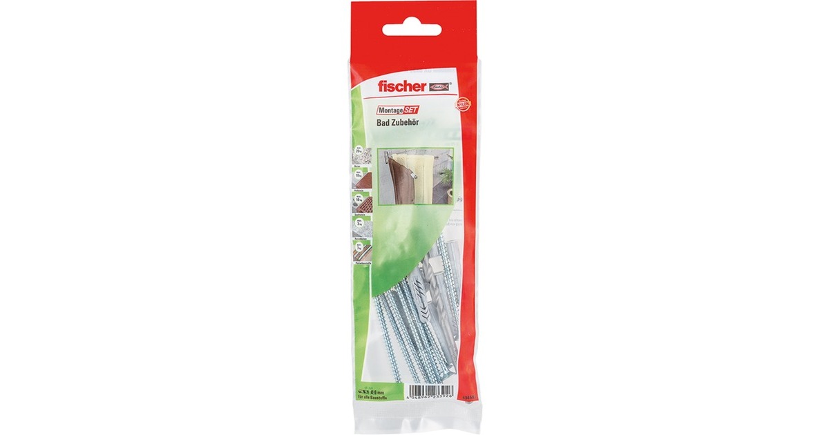 fischer MontageSet Bad Zubehör B, Dübel(hellgrau, 16-teilig)