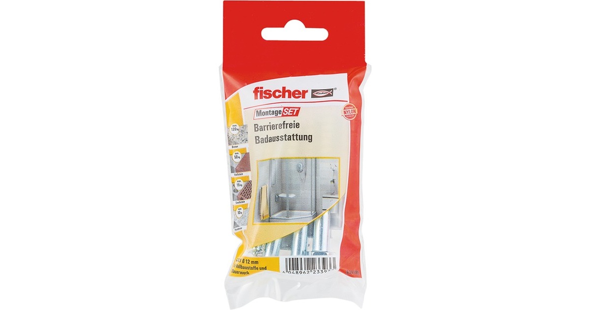 fischer MontageSet Barrierefreie Badausstattung, Dübel(hellgrau, 8-teilig)