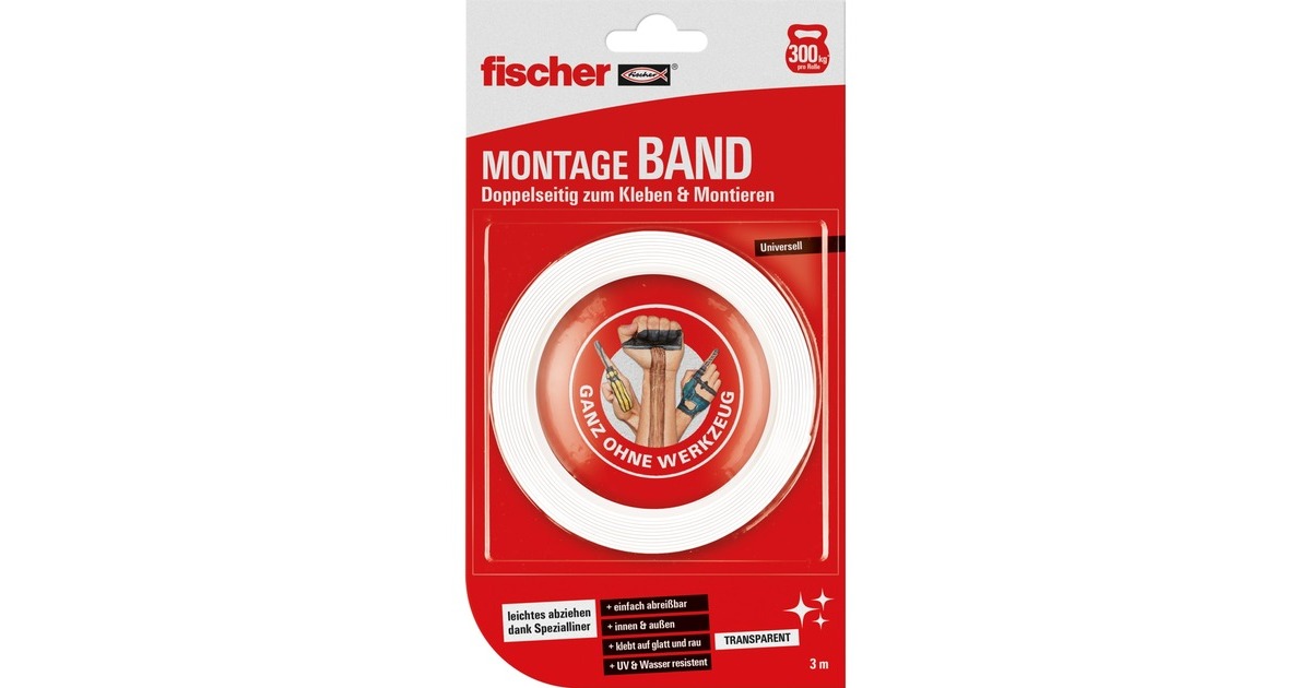 fischer Montageband, Klebeband(transparent, 3 Meter)