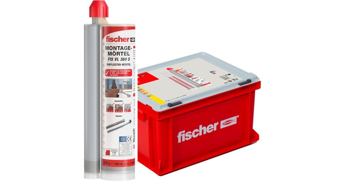 fischer Montagemörtel FIS VL 360 S HWK G(grau, 360ml, 20 Kartuschen, Koffer)