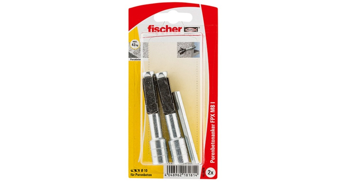 fischer Porenbetonanker FPX-I M8 K, Dübel(silber/schwarz, 2 Stück)