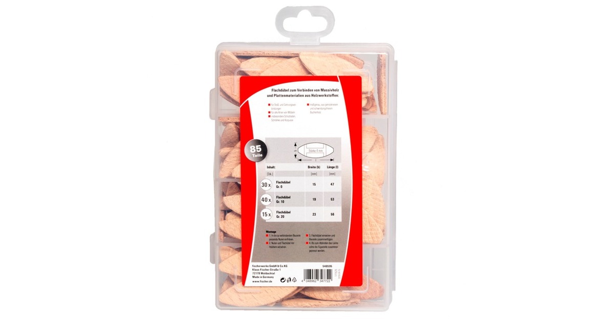 fischer Praktische Helfer, Leimen & Verbinden mit Flachdübeln(buche, 85-teilig)