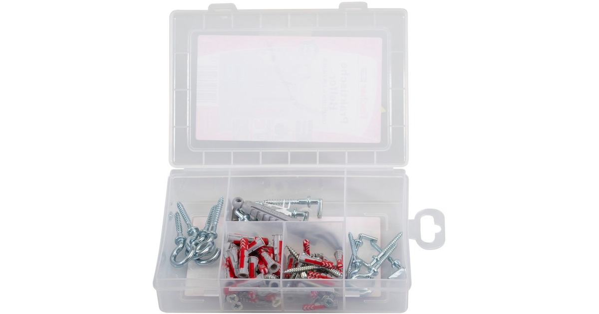 fischer Praktische Helfer, Umziehen & Einziehen, Dübel(hellgrau/rot, 76-teilig)