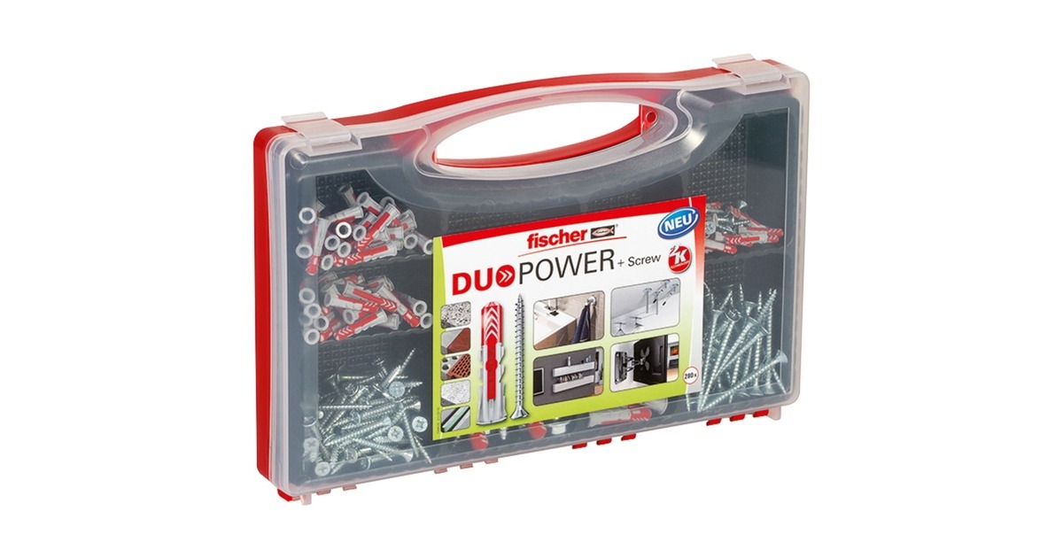 fischer RED BOX DUOPOWER + Schrauben, Dübel(hellgrau/rot, 280-teilig, mit Schrauben)