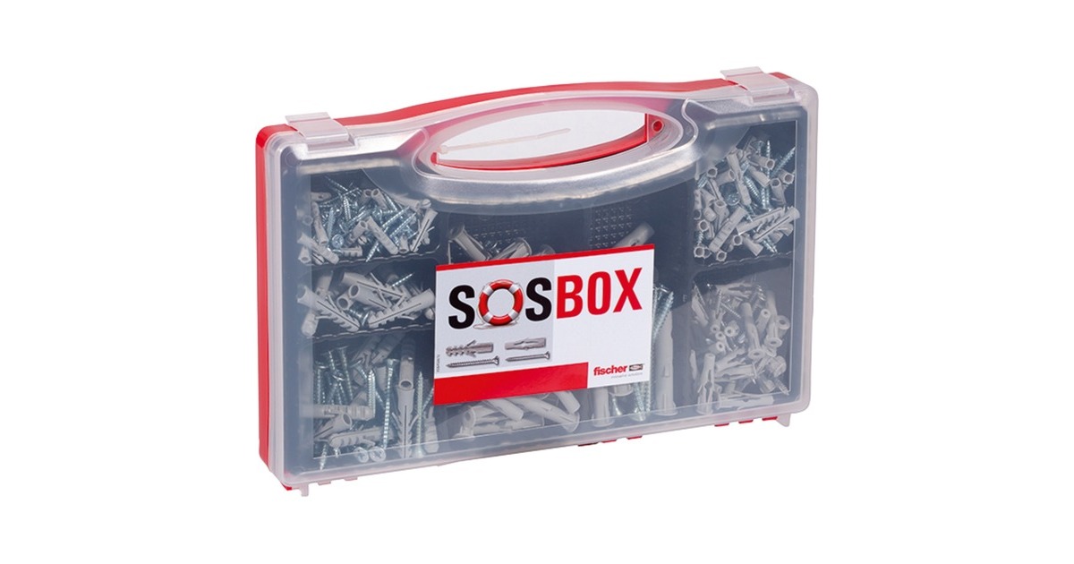 fischer SOSBOX Dübel S + FU + Schrauben(hellgrau, 360-teilig)