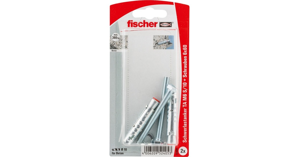 fischer Schwerlastanker TA M6 S/10 K, Dübel(silber, 2 Stück, mit Schraube)