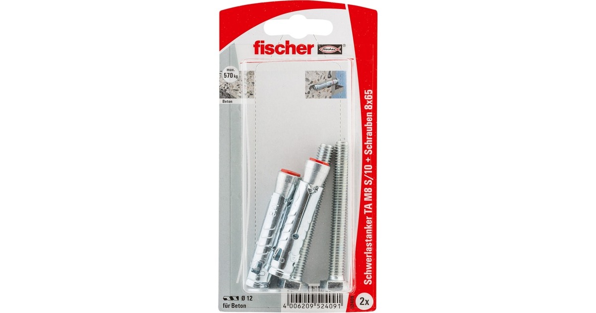 fischer Schwerlastanker TA M8 S/10 K, Dübel(silber, 2 Stück, mit Schraube)